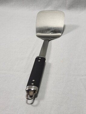 Vtg INOX Edelstahl Rostfrei 18/8 Stainless Steel Spatula Turner 14" Black Handle